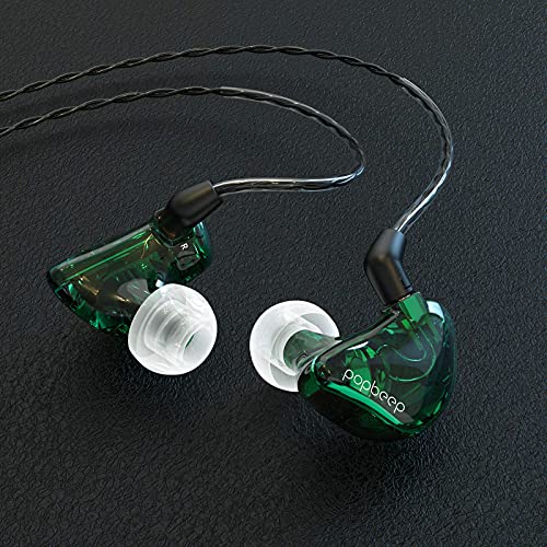 BASN Bsinger BC100 in Ear Monitor Headphone with Dual Drivers, Clear Green | Noise Isolation Dynamic Drivers IEM Earphone with Detachable MMCX Cable for Singer Musician Drummer,Secure Fit Gaming Earbud - color: Green