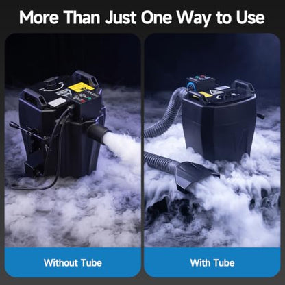 3500W Dry Ice Fog Machine, Low Lying Fog Machine with 1614Ft² Coverage, 110V DJ Effect Smoker Atmospheric Effects Machine with Tube 10L Tank for Stage Party Wedding DJ Club