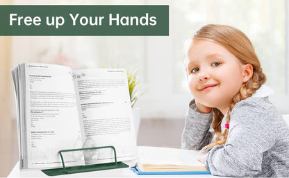 Honagu Metal Desk Book Holder, Adjustable Hands Free Holder for Cookbooks, Documents, Music Books, Textbooks, Tablets, Ipad (Military Green) - color: Military Green