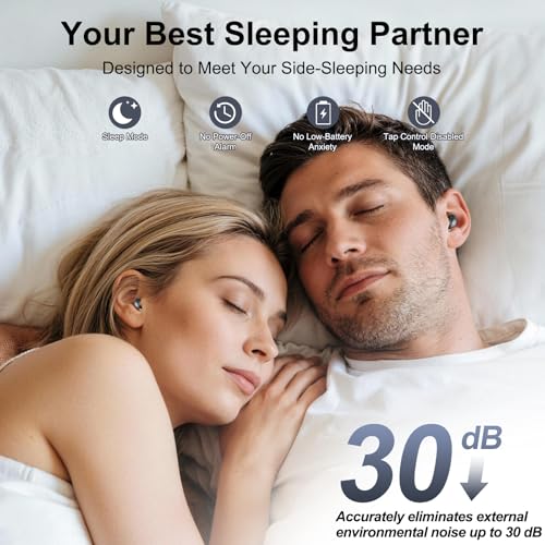 Sleep Earbuds Bluetooth 6.0 in Ear, 2026 New Mini Sleep Headphones with Sleep Monitor and APP, Sleepbuds for Side Sleepers, 48H Playtime Sleep Earphones with Personal Alarm/Small Earplugs, D-Black