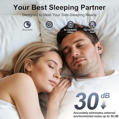 Sleep Earbuds Bluetooth 6.0 in Ear, 2026 New Mini Sleep Headphones with Sleep Monitor and APP, Sleepbuds for Side Sleepers, 48H Playtime Sleep Earphones with Personal Alarm/Small Earplugs, D-Black