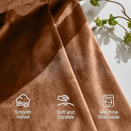 Lazzzy Brown Blackout Velvet Curtains 84 Inch Length Pinch Pleated Thermal Insulated Room Darkening Drapes Luxury Back Tab Drapes for Bedroom Living Room 2 Panels, 52 x 84 Inch, Caramel - color: Caramel, size: 52"W x 84"L (Pack of 2)