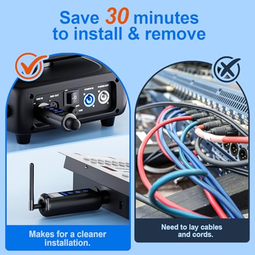 Tomshine Wireless DMX512 Controller Kit with Transmitter, 3 Touch Screen Battery-Powered Receivers 20 ID Groups for Party DJ Show Club LED Stage Disco KTV Stage Light