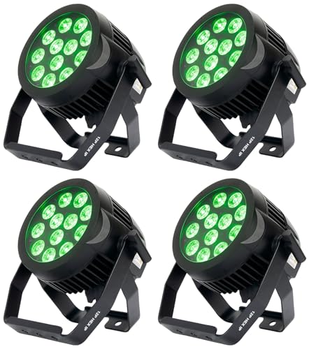 Audiosavings Bundle: American DJ ADJ 12P HEX IP 65 Outdoor RGBAW + UV LED DMX Par Can Wash Up-Light (4 Items)