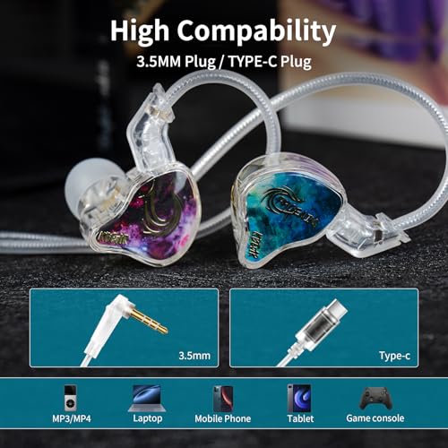 keephifi KBEAR Phoenix Wired Earbuds IEMs, Purple with Mic | in Ear Headphones with 10mm DD+PET Driver, Stereo Clear Sound Gaming Headphones, in Ear Monitor for Music Gaming - color: Purple