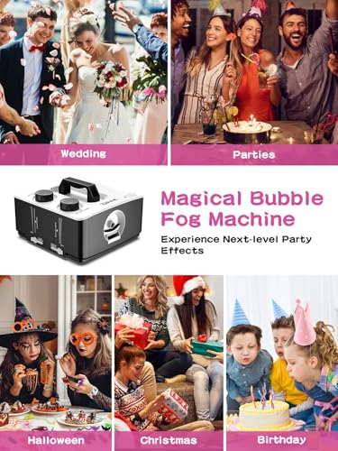 Fog Machine, No Spill Fog Bubble Machine, Portable Smoke Bubble Machine, Bubble Fogger, Bubble Fog Combo Machine for Indoor Outdoor Party Wedding Birthday Photograph Christmas Halloween