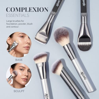 14 PCS Professional Makeup Brushes Set with Travel Cosmetic Bag（Silver） | Luxe Soft Synthetic Face & Eye Makeup Brush Kit for Foundation, Powder, Blush, Concealer, Eyeshadow, Contour, Eyebrow - color: 14PCS-0-Silver
