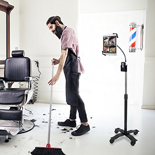Gooseneck Floor Stand – CTA’s Compact, Adjustable Gooseneck with Swivel Casters for iPad 7th/ 8th/ 9th Gen 10.2”, iPad Air 4, 12.9”, Surface Pro, Zebra & Other 7-13” Tablets (PAD-CGS) - style: Cradle
