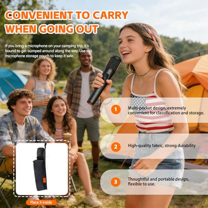 Wireless Microphone Case, Dual Microphone Holder & Mic Bag, Compatible with JBL Wireless Two Microphone System & JBL Partybox 110/120/310/320/710, Protective Cover for Handheld Mics - Bag Only