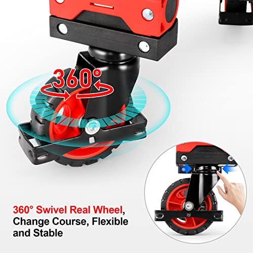 Folding Hand Truck Dolly, 330lb Convertible 4 to 2 Wheel Moving Cart, Red | Dolly Cart with Retractable, Aluminum Alloy & Cast Iron Build, Nylon Wheels,Compact Fold,for Moving,Office,Delivery,Outdoor - size: 330LB