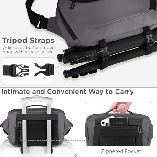 TAAOKA Camera Sling Bag,Travel Waterproof Camera Case with Tripod Holder,DSLR/SLR/Mirrorless Small Camera Bags Crossbody for photographers (Grey) - color: Grey