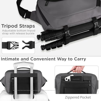 TAAOKA Camera Sling Bag,Travel Waterproof Camera Case with Tripod Holder,DSLR/SLR/Mirrorless Small Camera Bags Crossbody for photographers (Grey) - color: Grey