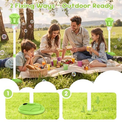 Bubble Machine,Automatic Standing Bubble Maker Machine with Light/Music/Remote,47 Inch Adjustable Height Outdoor Toys for Toddlers Party Birthday, Wedding,Gifts Green - color: Green