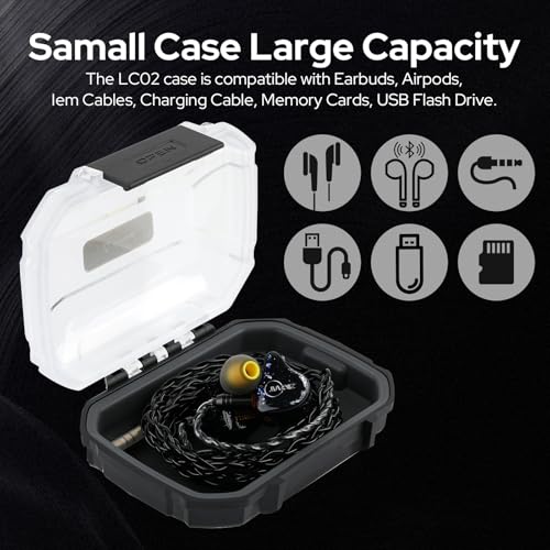 Linsoul LC02 Waterproof Earphone Storage Box, Portable Earbud Hard Case | in Ear Monitor Use, Travel Carrying Case for Headphones and IEM Cables, Fit for ZS10 PRO Cadenza Supermix4 Hype4 Zero:2 Zonie