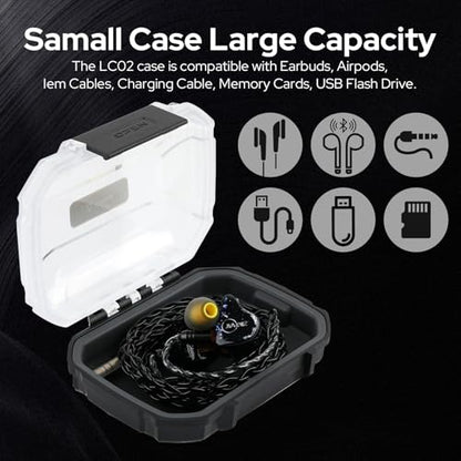 Linsoul LC02 Waterproof Earphone Storage Box, Portable Earbud Hard Case | in Ear Monitor Use, Travel Carrying Case for Headphones and IEM Cables, Fit for ZS10 PRO Cadenza Supermix4 Hype4 Zero:2 Zonie
