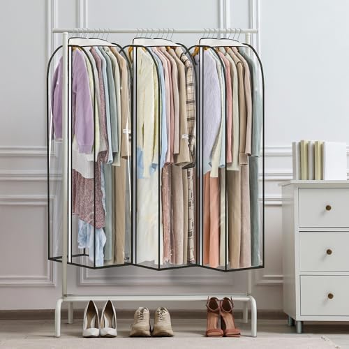 LANDNEOO 6 Pack Clear Garment Bags for Hanging Clothes with Zippers on Double Sides - 10'' Clothes Storage for Coat, Dress, and Fur in Closet - 50'' Long Suit Bags - size: 50 inch