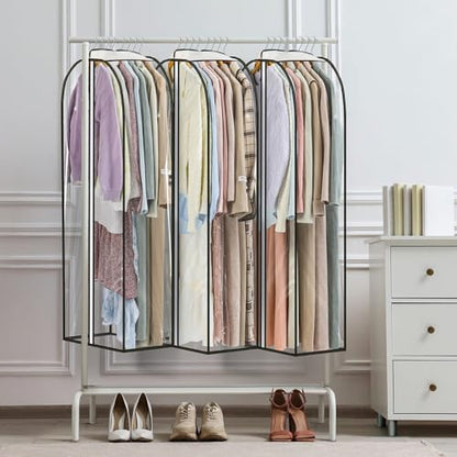 LANDNEOO 6 Pack Clear Garment Bags for Hanging Clothes with Zippers on Double Sides - 10'' Clothes Storage for Coat, Dress, and Fur in Closet - 50'' Long Suit Bags - size: 50 inch