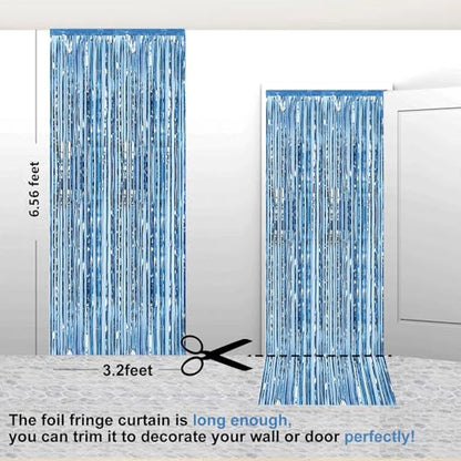 2 Pack 3.28 ft x 6.56 ft Light Blue Tinsel Curtain Party Backdrop - Metallic Foil Fringe Backdrop Door for Halloween, Christmas, Birthday Graduation Wedding Party Streamers Photo Backdrop. - color: Light Blue - 3.28 ft x 6.56 ft