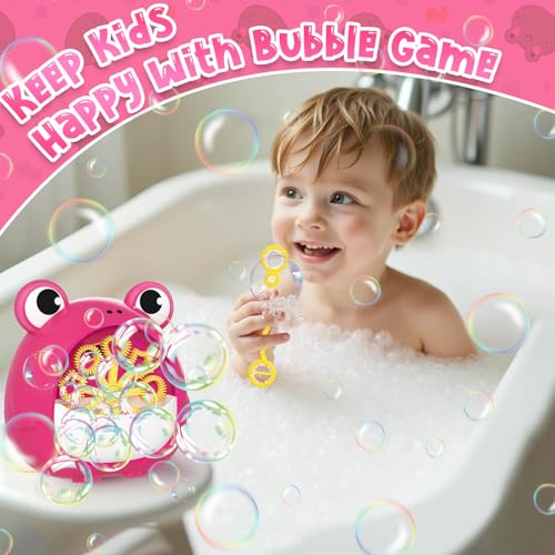 Frog Bubble Machine Toys for Kids 3-8, Outdoor Party Birthday Gift | Bubble Blower Maker with 2 Solutions, Gift for 3 4 5 6 7 8 Year Old Girls Boys - color: Red