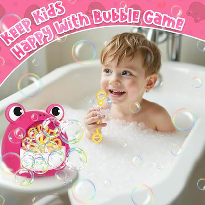 Frog Bubble Machine Toys for Kids 3-8, Outdoor Party Birthday Gift | Bubble Blower Maker with 2 Solutions, Gift for 3 4 5 6 7 8 Year Old Girls Boys - color: Red