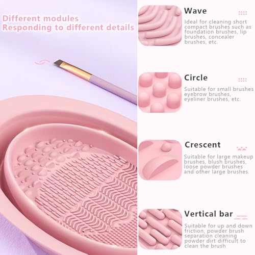 31 Pcs Makeup Brushes Set with Makeup Sponges and Triangle Powder Puffs, Premium Synthetic Foundation Blending Blush Eyeshadow Brushes with Spa Headband, Wristbands & Brush Cleaning Bowl
