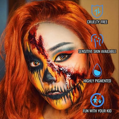 SOVONCARE Oil-Based Face Painting Kit Professional, 20 Colors Face Paint Halloween Makeup Set, Professional Face Painting Kit with 12 Brushes for Cosplay, SFX, Party & Special Effects Makeup - color: #1 Oil based-20 colors