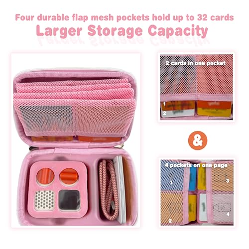 Hard Travel Case Compatible with Yoto Mini–Kids Audio & Music Player,Yoto Card Holder Bag with Adjustable Shoulder Strap for Up to 36 Audiobook Cards,Children’s Mini Player. (Pink) - color: Pink