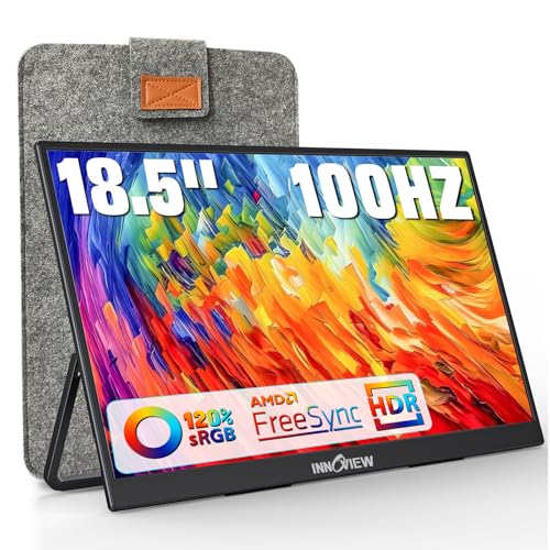 InnoView Portable Monitor 18.5 inch 100HZ 120% sRGB, 1080P FHD IPS Large Portable Monitors for Laptop USB C HDMI HDR Travel Monitor with Kickstand Mac PC Xbox PS4/5 Switch - size: 18.5 INCH