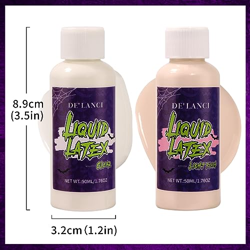 Liquid Latex Sfx Makeup Set 2 Pcs Halloween liquid Face Paint Makeup,Multi-Purpose Liquid Bodypaint Makeup For Scar Cut Wound Peeling Skin Wrinkles Monster Zombie,Latex Glue for Skin ,Prosthetic Glue