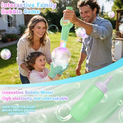 Smoke Bubble Machine, Elastic Bubble Fog Wand, Rechargeable Fog Bubble Machine with Lights & Sound, for Parties Outdoor Interactive Fun (Green) - color: Green