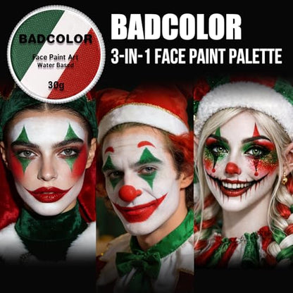 Green White Red World Cup Mexico Flag Face Body Paint Set, Face Painting Kit with Paintbrushes for Halloween Day of the Dead Catrina Makeup Clown Skull Tribal Warrior Christmas Elf Queen SFX Make-up - color: Mexico Flag/Catrina