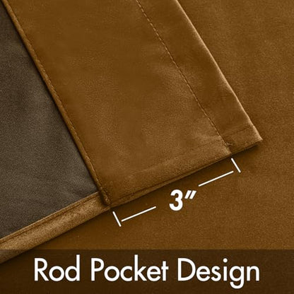 MIULEE Golden Brown Velvet Curtains 84 Inch Long 300GSM, 2 Panels | Luxury Super Soft, Thermal Insulated, Room Darkening Drapes, Rod Pocket Design, Window Curtains for Bedroom Living Room - color: Golden Brown, size: 40"W x 84"L (Pack of 2)