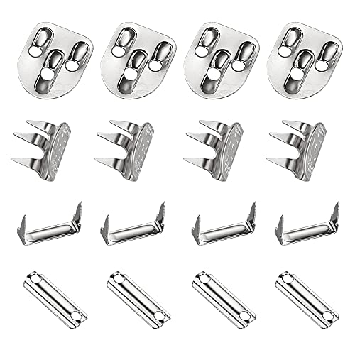 Nickel Sets of 4 Metal Hooks & Eyes Closure No Sew Heavy Duty Clothing Fasteners Waistband Hook and Bar Closure Clasp Ideal for Trousers Pants Suit Crafts DIY