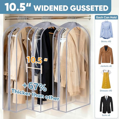 BALEINE 1PK Clear Garment Bags for Hanging Clothes, 40" Dress Suit Bag - color: Clear, size: 40" 10.5" Wide 1PK
