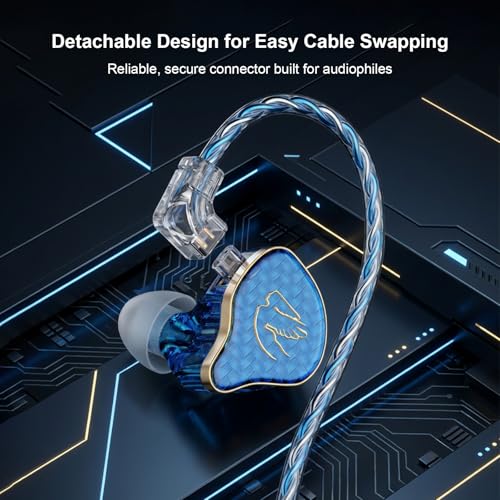 In Ear Monitor Headphones Hybrid 1BA+1DD HiFi Deep Bass IEM Earphones Blue - color: QT820-Blue no Mic