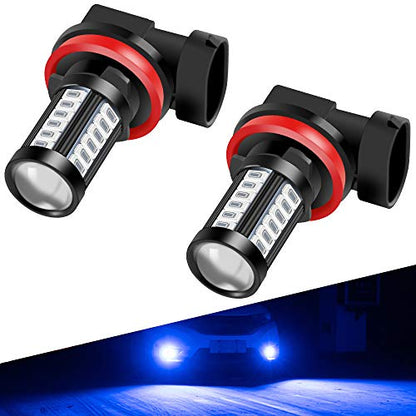 H8 H9 H11 LED Fog Light Bulbs DRL 2800 Lumens Xtreme Super Bright 5730 33-SMD 12V LED Bulbs Replacement for Cars, Trucks, 6000K Xenon Blue - color: blue