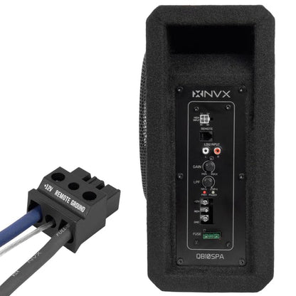 NVX 10" 1200W (350W RMS) Shallow Slot Ported Powered Subwoofer Enclosure | Built-in Amplifier, Metal Grille, Remote Bass Knob, Easy to Install in Cars & Trucks - size: Single 10"