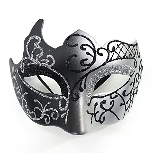 Masquerade Mask for Men Women Couple, Venetian Carnival Mask for Mardi Gras, Halloween, Party Prom Ball Costume - color: Silver
