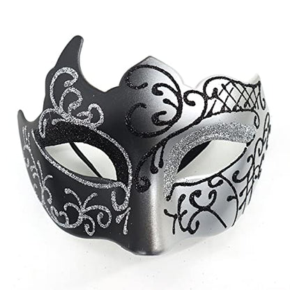 Masquerade Mask for Men Women Couple, Venetian Carnival Mask for Mardi Gras, Halloween, Party Prom Ball Costume - color: Silver