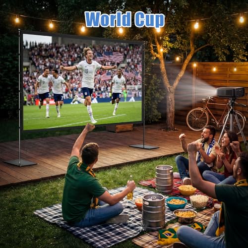 Outdoor Projector Screen with Stand - 120 Inch Portable Projector Screen Outdoor Indoor Projection Screens 16:9 4K HD Movie Screens with Carry Bag Can Enjoy Home Theater Projection Screens