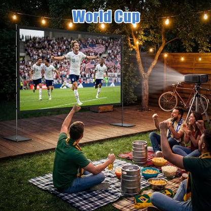 Outdoor Projector Screen with Stand - 120 Inch Portable Projector Screen Outdoor Indoor Projection Screens 16:9 4K HD Movie Screens with Carry Bag Can Enjoy Home Theater Projection Screens
