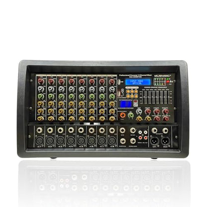 MUSYSIC 8 Channel 4500W Digital DJ Audio Mixer Power Soundboard | with Amplifier 7-Band EQ, 16 DSP FX, Phantom 48V, USB, SD, Bluetooth, FM, XLR Mixing Board for Music - MU-MX8fxD