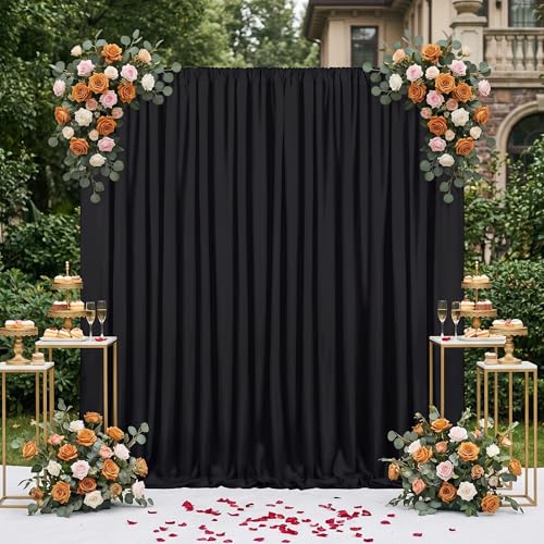Black Backdrop Curtains 10ftx8ft Halloween Polyester Photo Drapes - color: Black, size: 2 Panels 5ft X 8ft