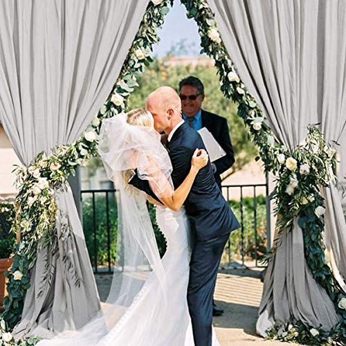 Gray Curtain Backdrop Panel Wall Wedding Background Patio Birthday - color: Gray, size: 2Pcs 5Ftx8Ft