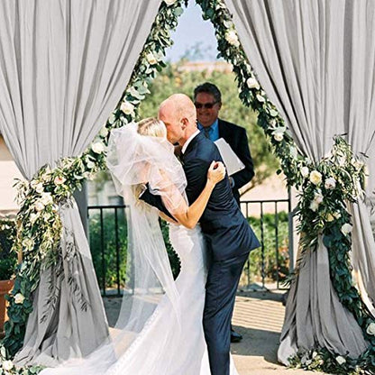 Gray Curtain Backdrop Panel Wall Wedding Background Patio Birthday - color: Gray, size: 2Pcs 5Ftx8Ft