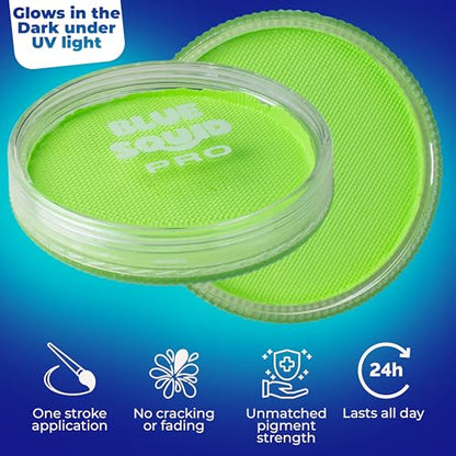 Blue Squid Face Paint Water Based Single Cake Professional Face Paint & Body Paint - Water Activated, Kids Adults Face Painting for Costume, Halloween Makeup, Cosplay - UV Pastel Green Face Paint 30g - color: UV Pastel Green
