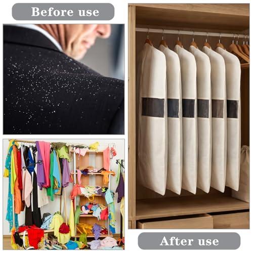 Aliceset 6 Pcs 32 Inches Cotton Garment Bags for Hanging Clothes, Canvas Suit Bags for Clothes Coats Jackets Shirts Closet Storage Travel Gusseted Hanging Garment Cover - size: 32 inches