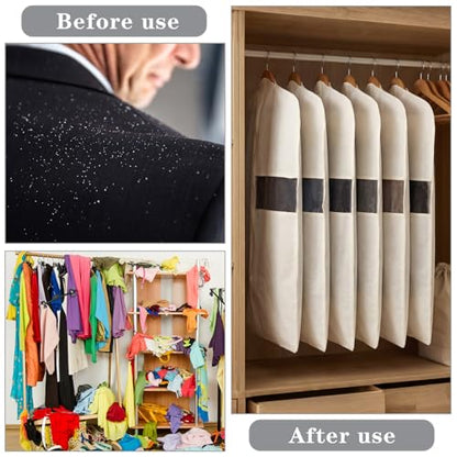 Aliceset 6 Pcs 32 Inches Cotton Garment Bags for Hanging Clothes, Canvas Suit Bags for Clothes Coats Jackets Shirts Closet Storage Travel Gusseted Hanging Garment Cover - size: 32 inches