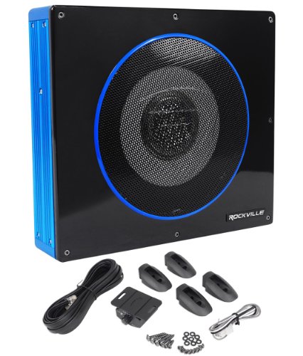 Rockville RW8CA 8" Low Profile Under-Seat Active Powered Car Subwoofer | 150W RMS/600W Peak, Bass Knob Included, Sealed Enclosure, 2.7" Slim, Auto Turn-On, Adjustable Low-Pass Filter, RCA Input - style: 8 Inch