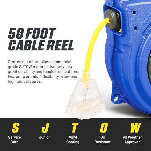Goodyear Extension Cord Reels (12AWG x 40 FT (SJTOW Cable) w/LED Light-Up Tap)